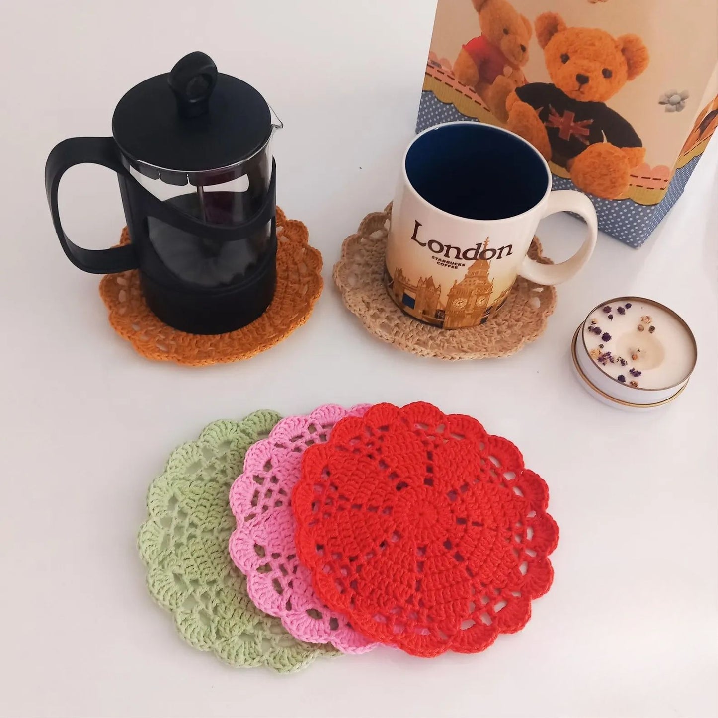 4 in 1 Floral Coaster Pattern Bundle