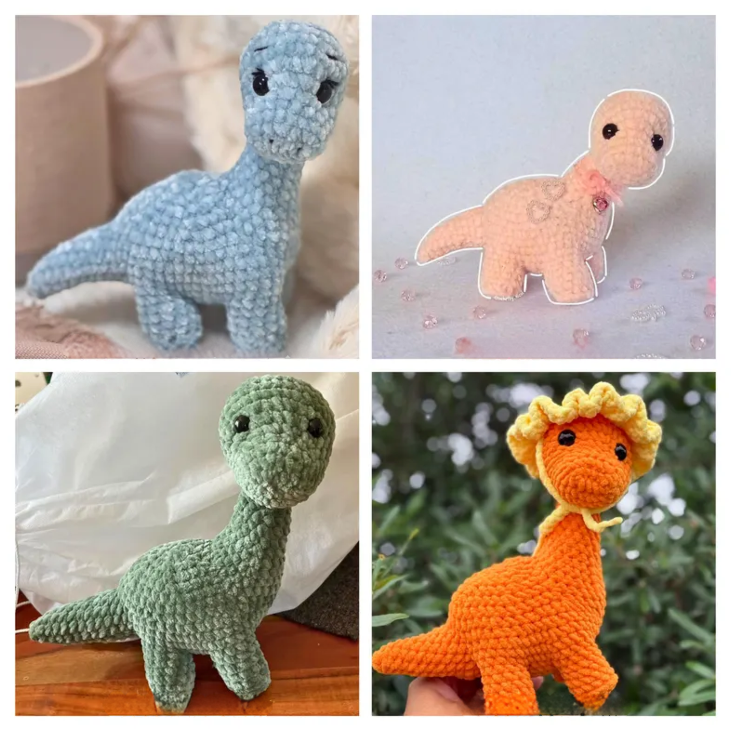 Crochet Brontosaurus Pattern (Plushie Dinosaur with Sun, Moon & Flower Mods)