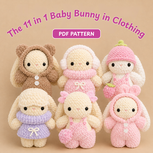 Crochet Baby Bunny in Clothing Pattern Bundle (11 in 1)