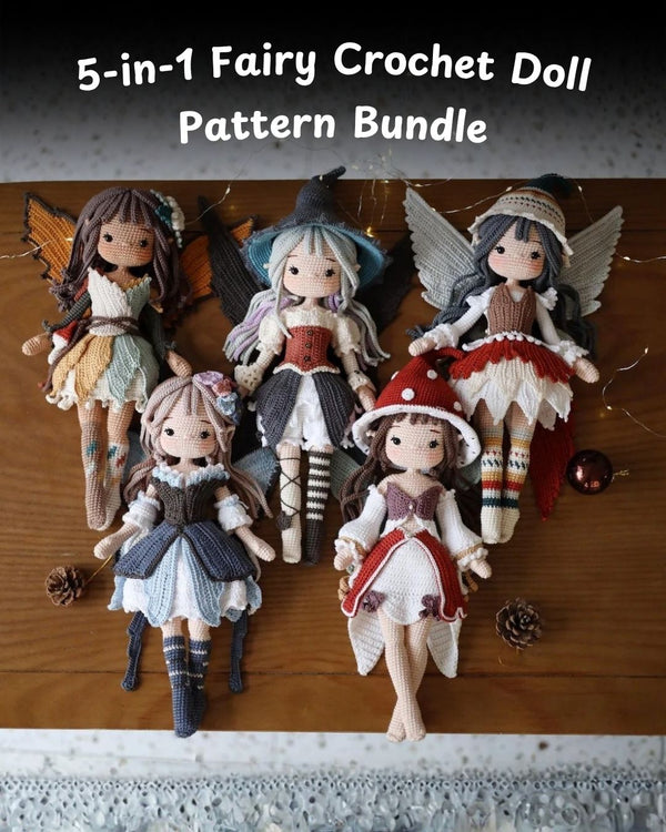5-in-1 Fairy Crochet Doll Pattern Bundle | English(US)