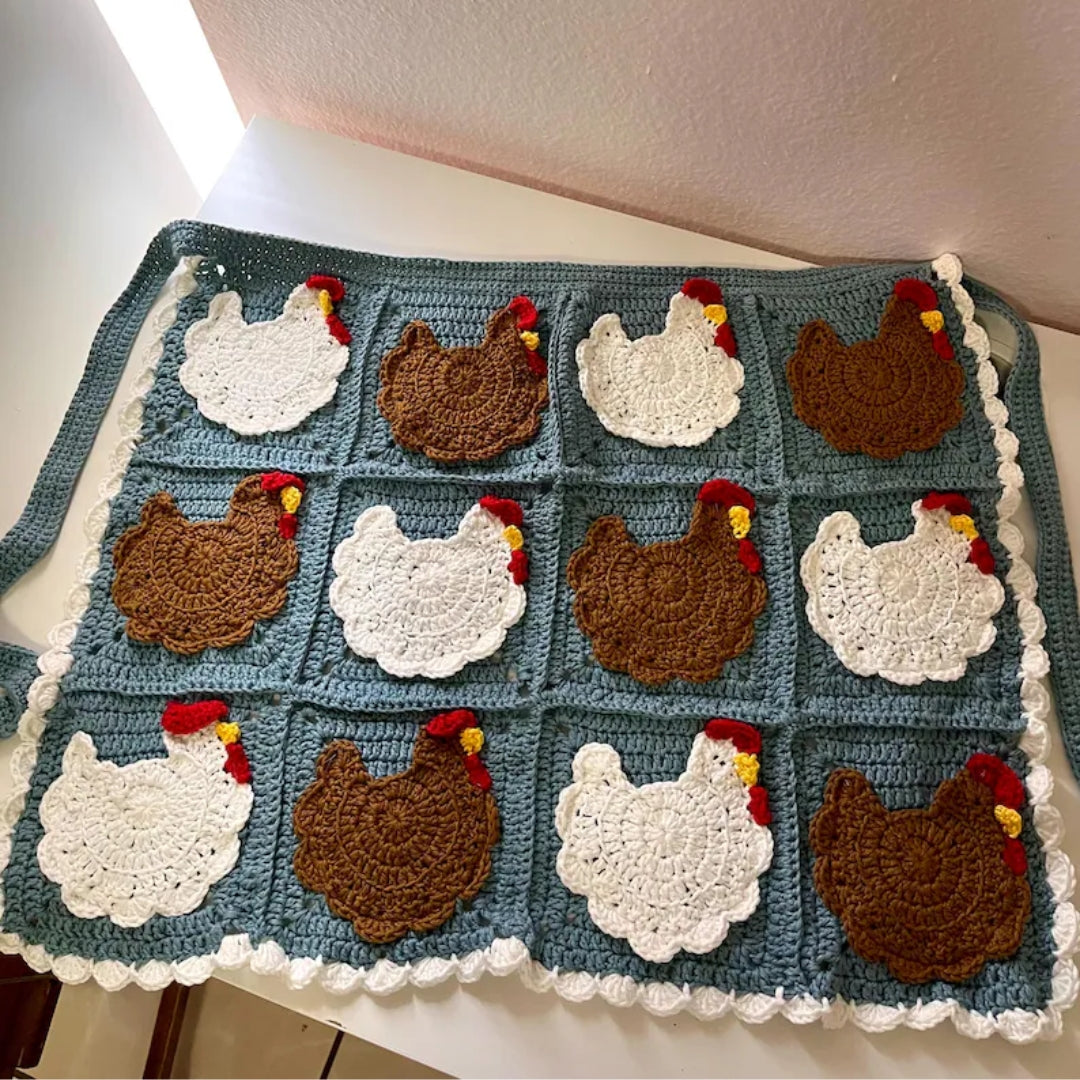 Crochet Nesting Hens Egg Gathering Apron Pattern (2 Sizes)