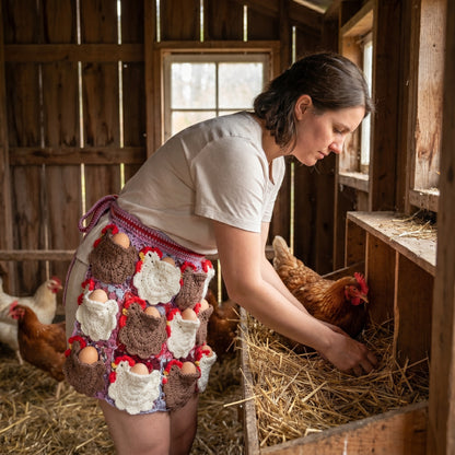 Crochet Nesting Hens Egg Gathering Apron Pattern (2 Sizes)