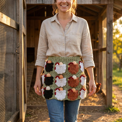 Crochet Nesting Hens Egg Gathering Apron Pattern (2 Sizes)