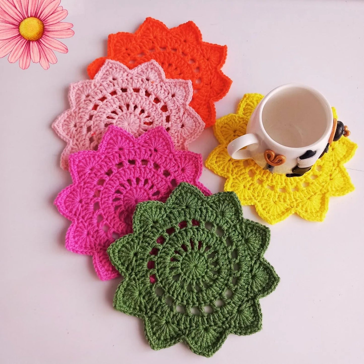 4 in 1 Floral Coaster Pattern Bundle