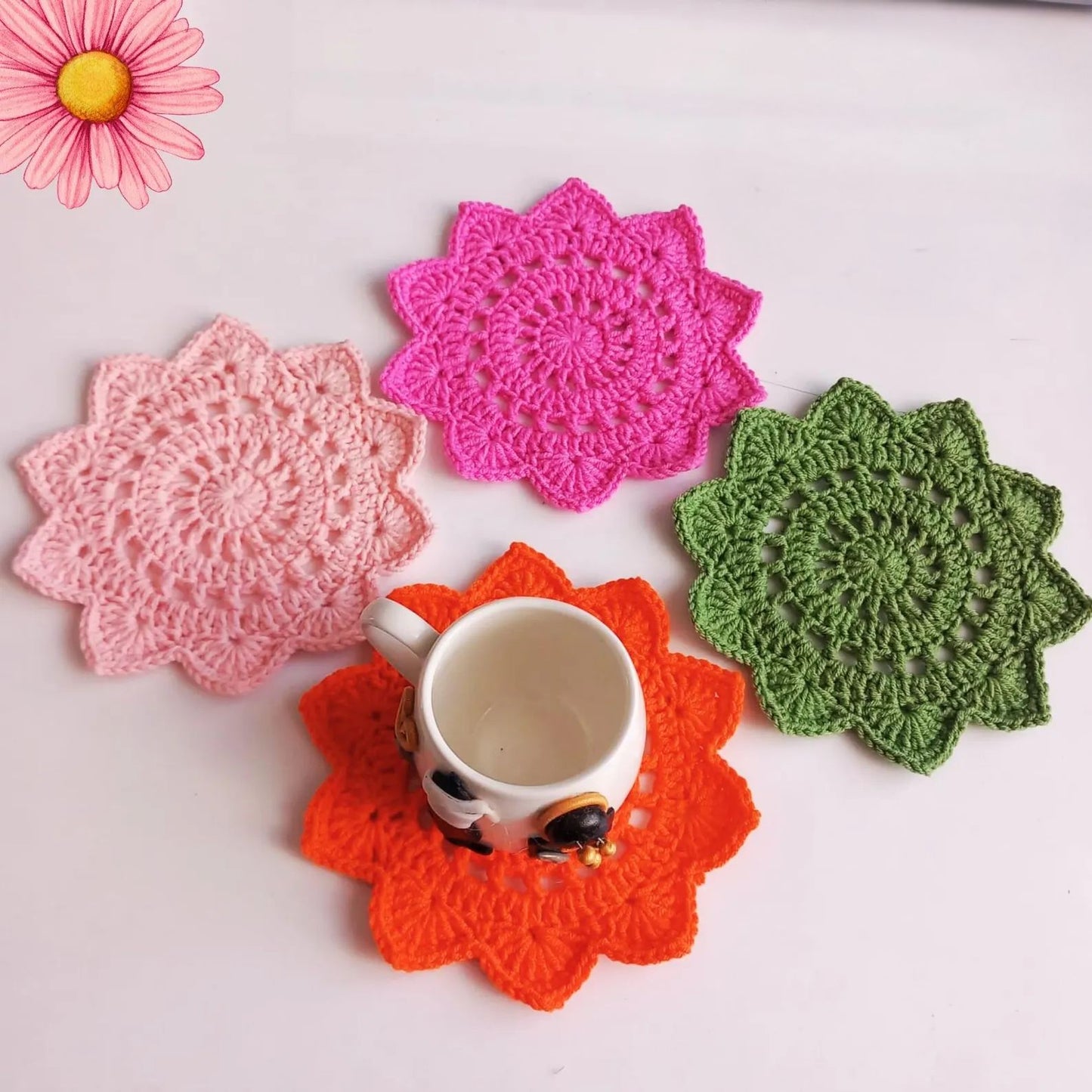 4 in 1 Floral Coaster Pattern Bundle
