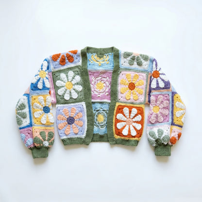 Mystery Retro Daisy Granny Square Cardigan Crochet Pattern