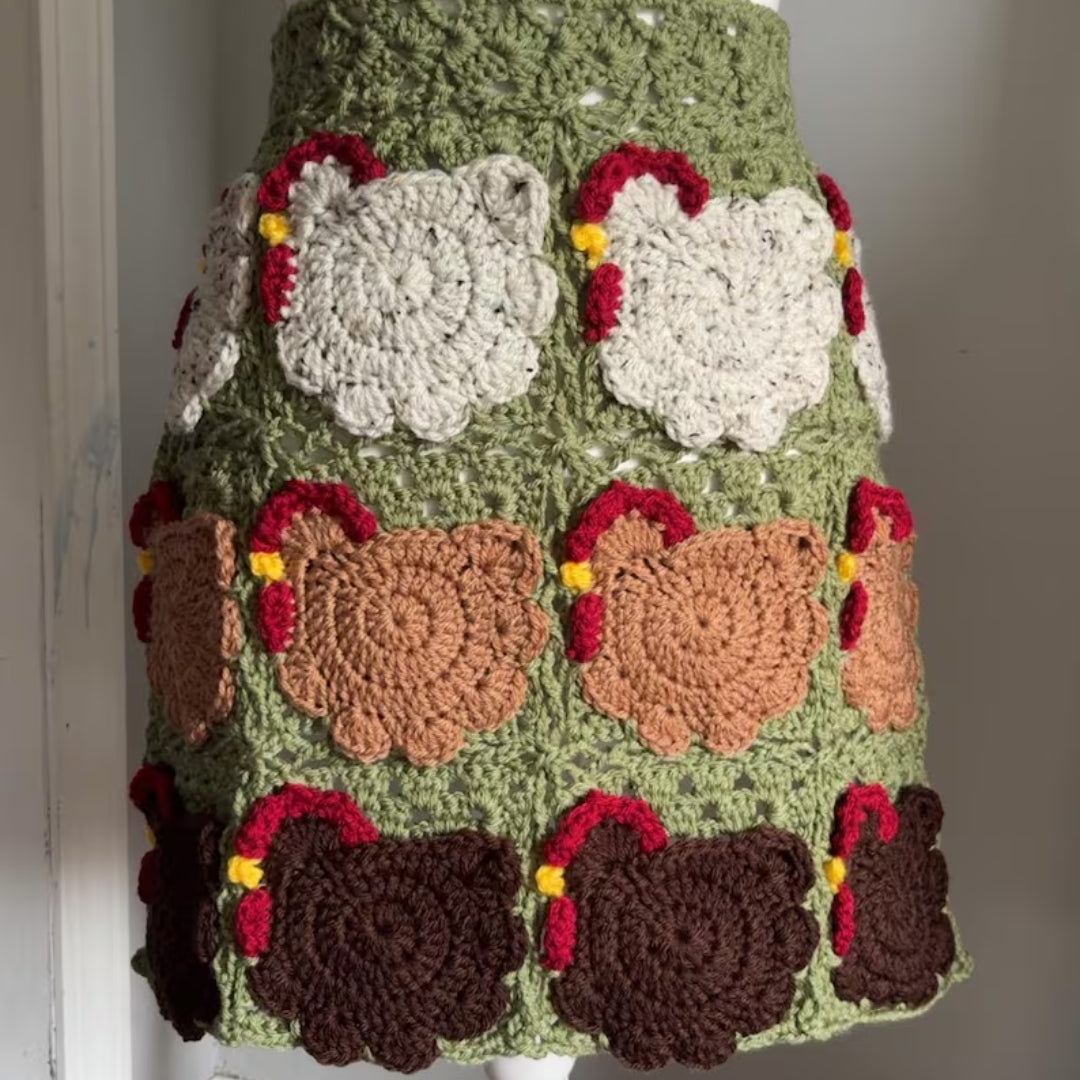 Crochet Nesting Hens Egg Gathering Apron Pattern (2 Sizes)