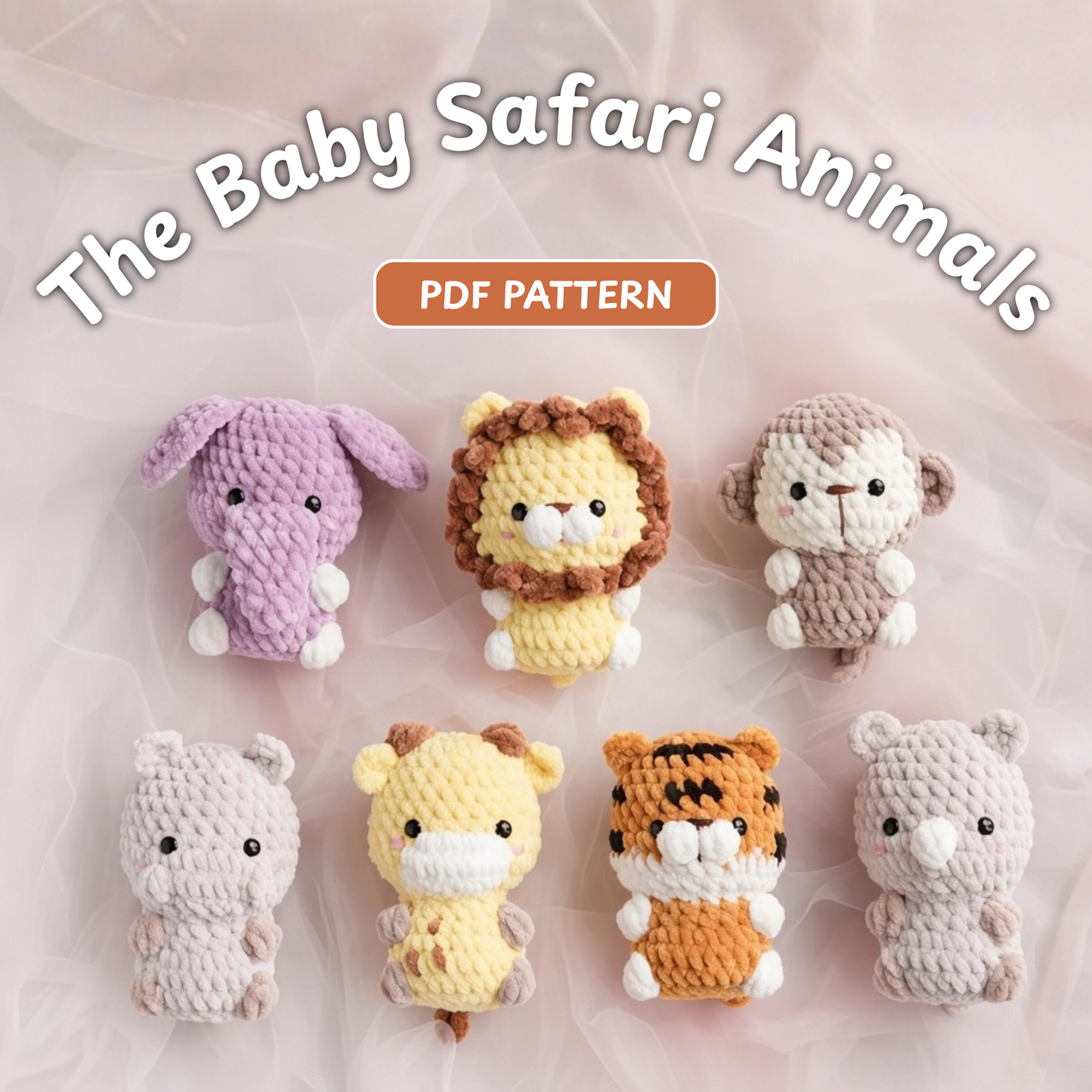 Crochet Baby Safari Animals Amigurumi Pattern (7-in-1 Bundle)