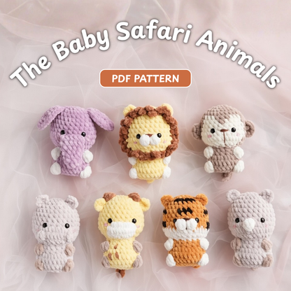 Crochet Baby Safari Animals Amigurumi Pattern (7-in-1 Bundle)