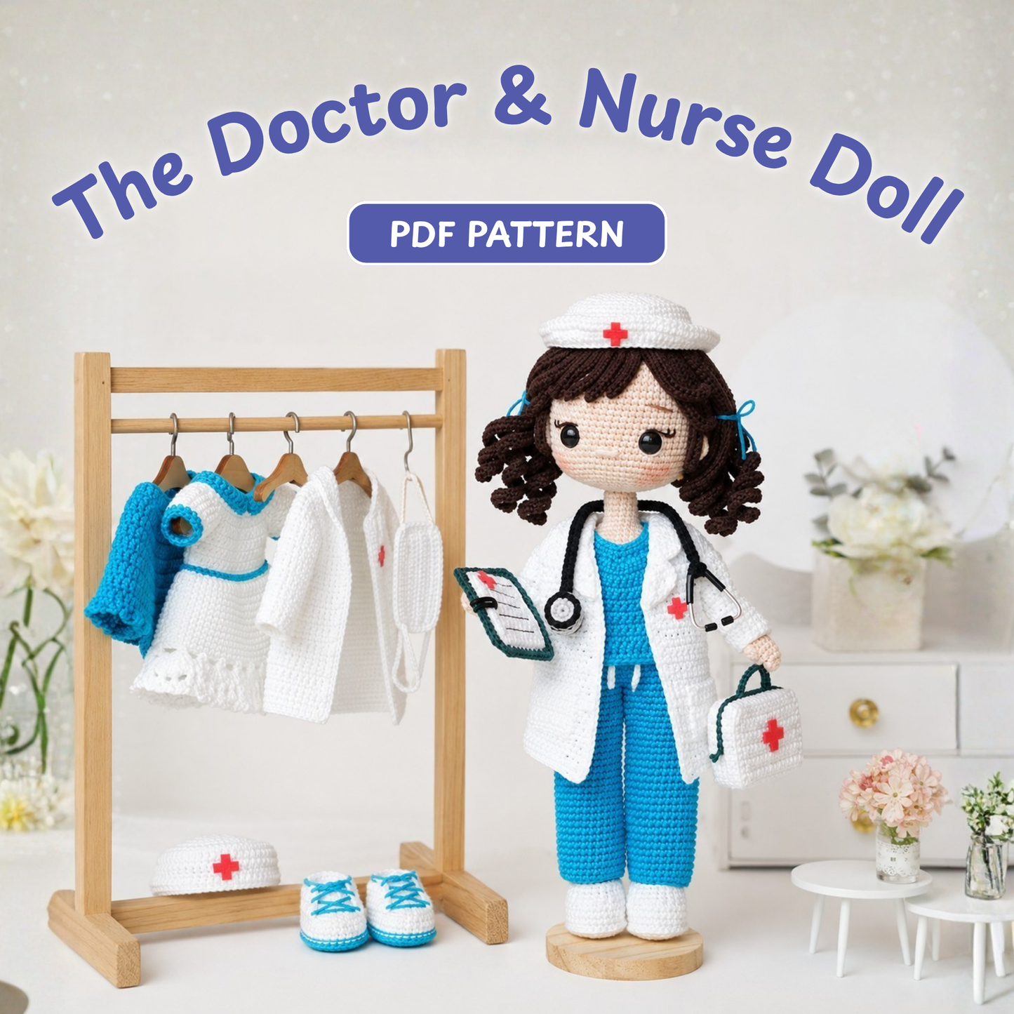 Crochet Hellen the Nurse Doll Pattern (2 Complete Outfit Sets)