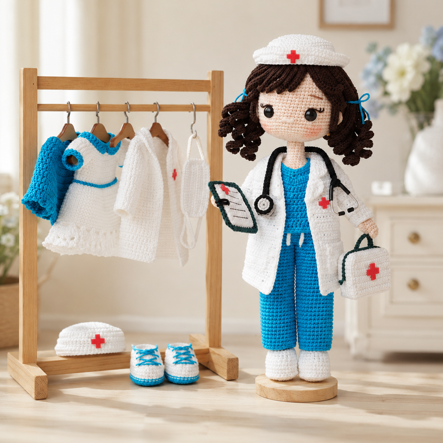 Crochet Hellen the Nurse Doll Pattern (2 Complete Outfit Sets)