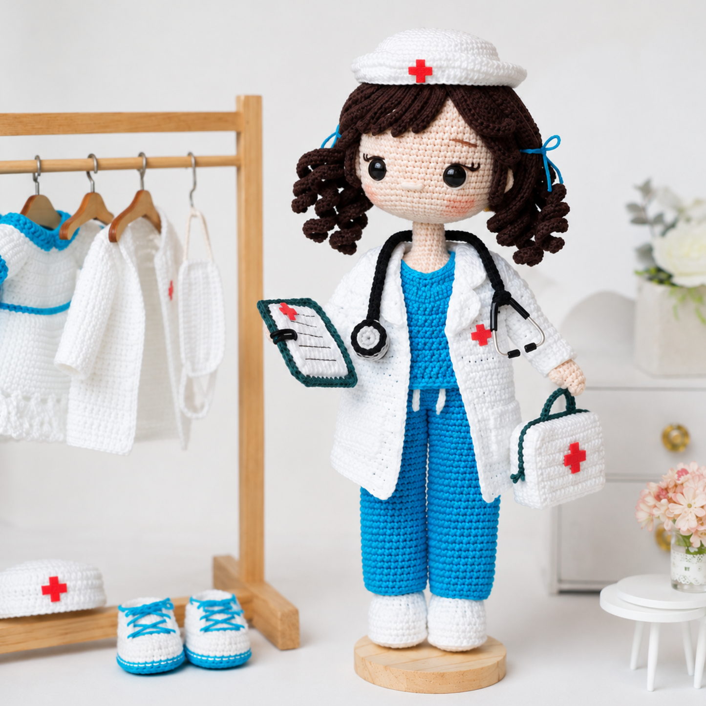Crochet Hellen the Nurse Doll Pattern (2 Complete Outfit Sets)