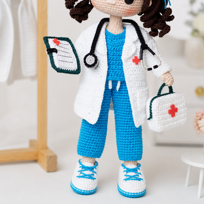 Crochet Hellen the Nurse Doll Pattern (2 Complete Outfit Sets)