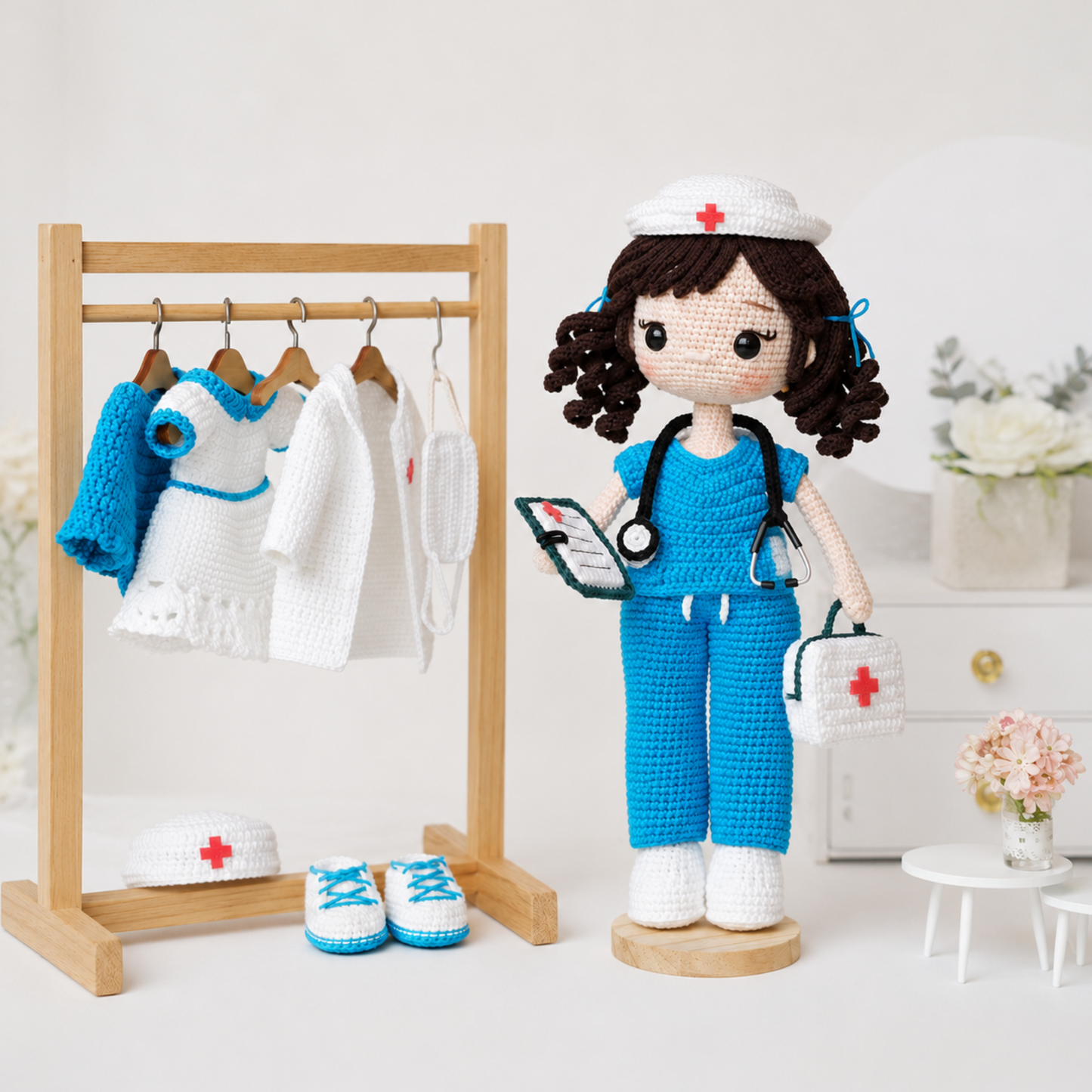 Crochet Hellen the Nurse Doll Pattern (2 Complete Outfit Sets)