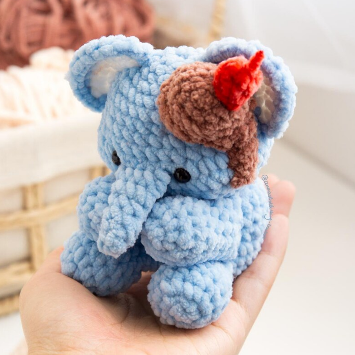 Crochet Emett the Elephant and Ice Cream Amigurumi Pattern (2 Sizes)