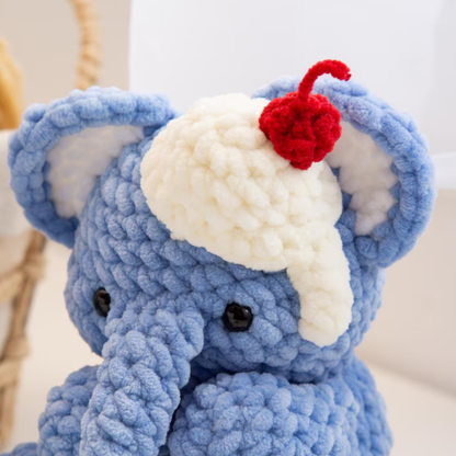 Crochet Emett the Elephant and Ice Cream Amigurumi Pattern (2 Sizes)