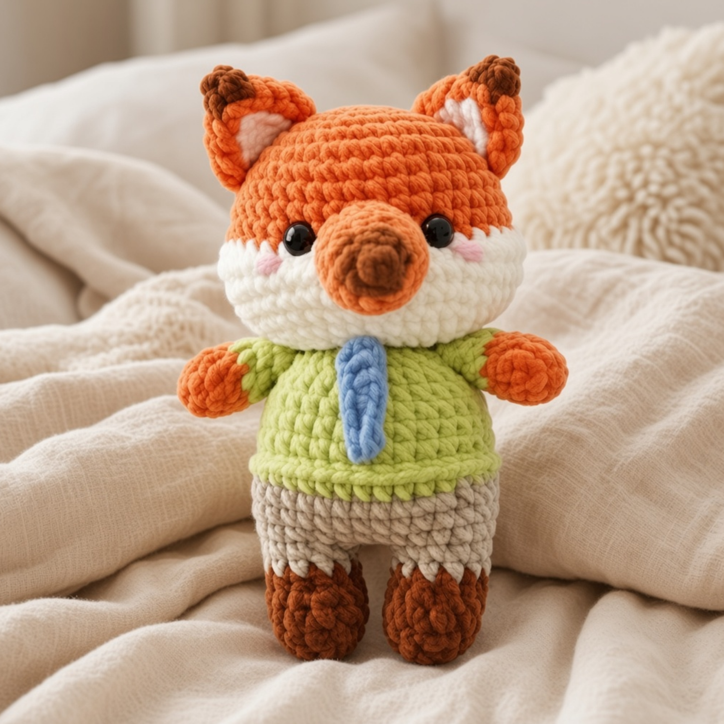 Crochet Fox and Bunny Officer Plush Set