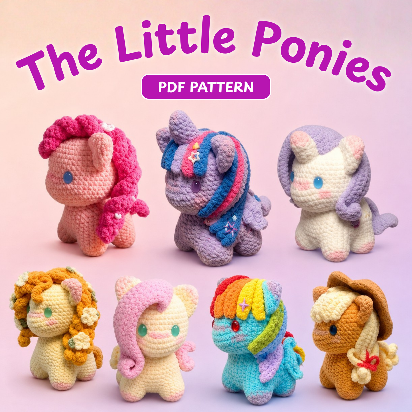 Crochet Fantasy Pony Amigurumi Pattern (6 Characters)
