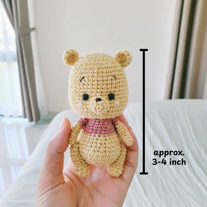 Crochet Pooh Bear Amigurumi Pattern (Mini Stuffed Bear with Honey Pot, 3-4 inches)