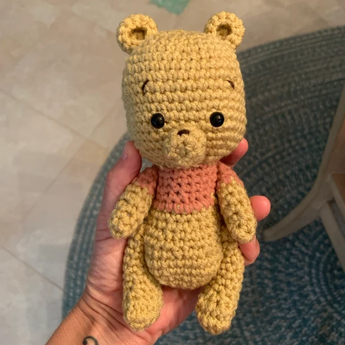 Crochet Pooh Bear Amigurumi Pattern (Mini Stuffed Bear with Honey Pot, 3-4 inches)