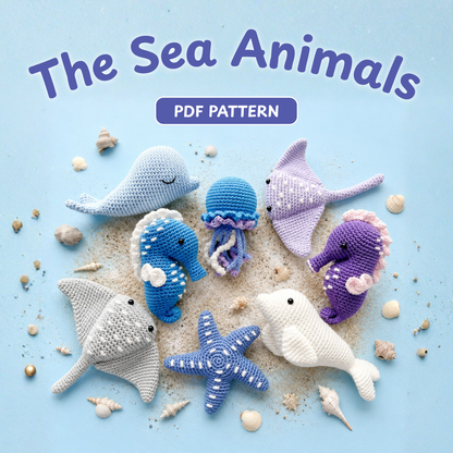 Crochet Sea Animals Pattern Vol. 2 (6 Characters: Seahorse, Jellyfish, Beluga, Whale, Starfish &amp; Stingray)