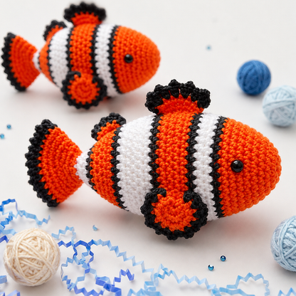 Crochet Sea Animals Pattern Vol. 1 (6 Characters: Clownfish, Blue Tang, Penguin, White Shark, Whale Shark & Manta Ray)
