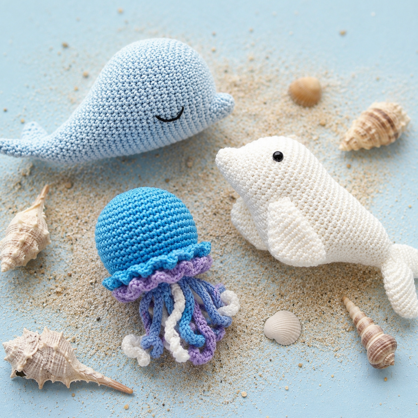 Crochet Sea Animals Pattern Vol. 2 (6 Characters: Seahorse, Jellyfish, Beluga, Whale, Starfish &amp; Stingray)