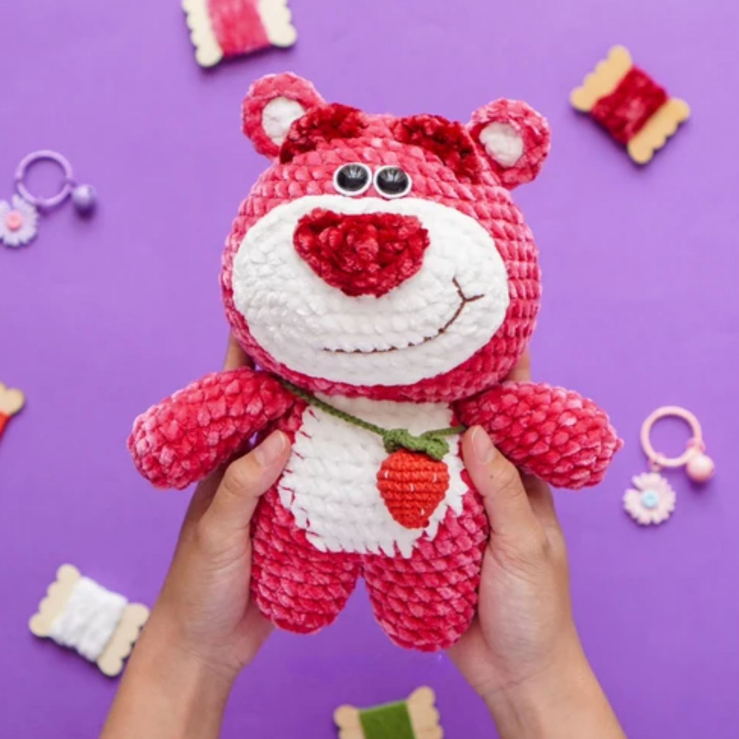 Strawberry Bear Crochet Pattern (2 Sizes)