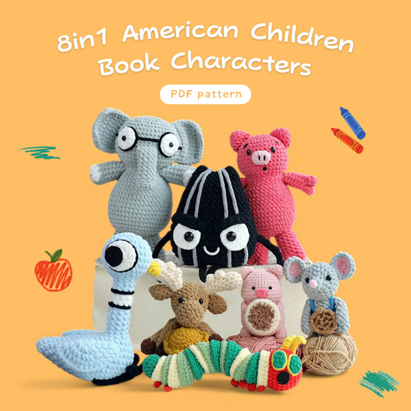 8in1 American Children's Book Characters Crochet Pattern Bundle
