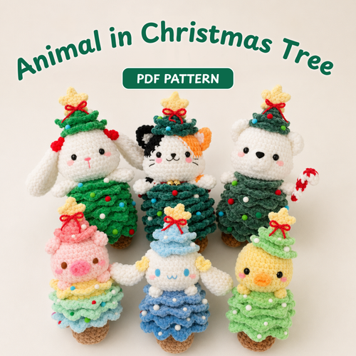 Crochet Animal in Christmas Tree Pattern (Big and Mini Bundle)