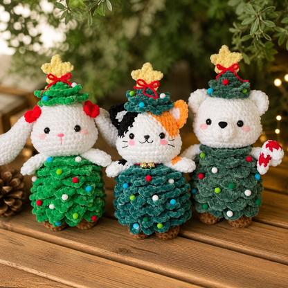 Crochet Animal in Christmas Tree Pattern (Big and Mini Bundle)