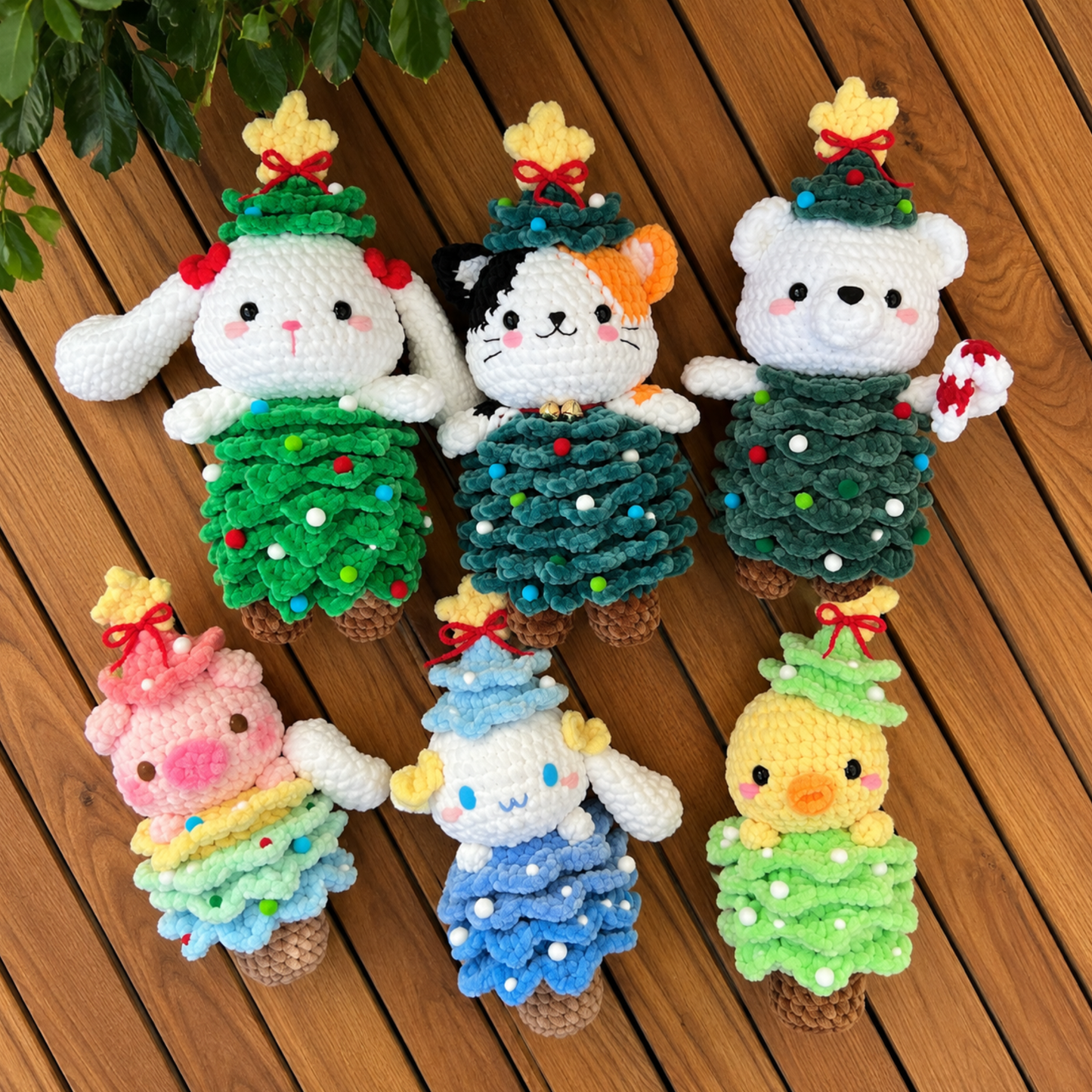 Crochet Animal in Christmas Tree Pattern (Big and Mini Bundle)