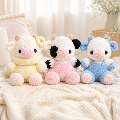 Crochet Baby Cow in Clothing Pattern Bundle (10 in 1)