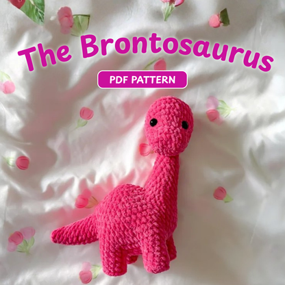 Crochet Brontosaurus Pattern (Plushie Dinosaur with Sun, Moon & Flower Mods)