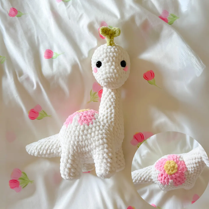 Crochet Brontosaurus Pattern (Plushie Dinosaur with Sun, Moon & Flower Mods)