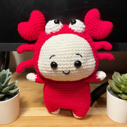 Crochet Cancer Zodiac Doll Pattern (Amigurumi Keychain | 2.5 inches | English PDF)