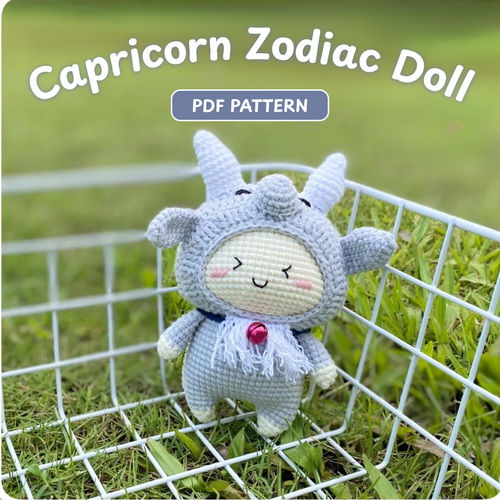 Crochet Capricorn Zodiac Doll Pattern (Amigurumi Keychain | 3 inches | English PDF)