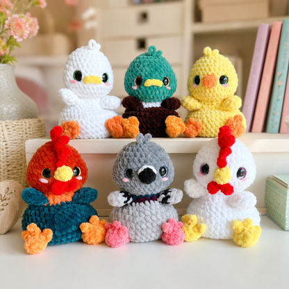 Crochet The Couch Brigade Pattern (6-in-1 Bird Pack, English/French)