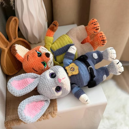 Crochet Judy Police Bunny Amigurumi Pattern (2-in-1 with Nick Fox)