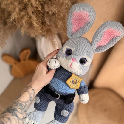 Crochet Judy Police Bunny Amigurumi Pattern (2-in-1 with Nick Fox)
