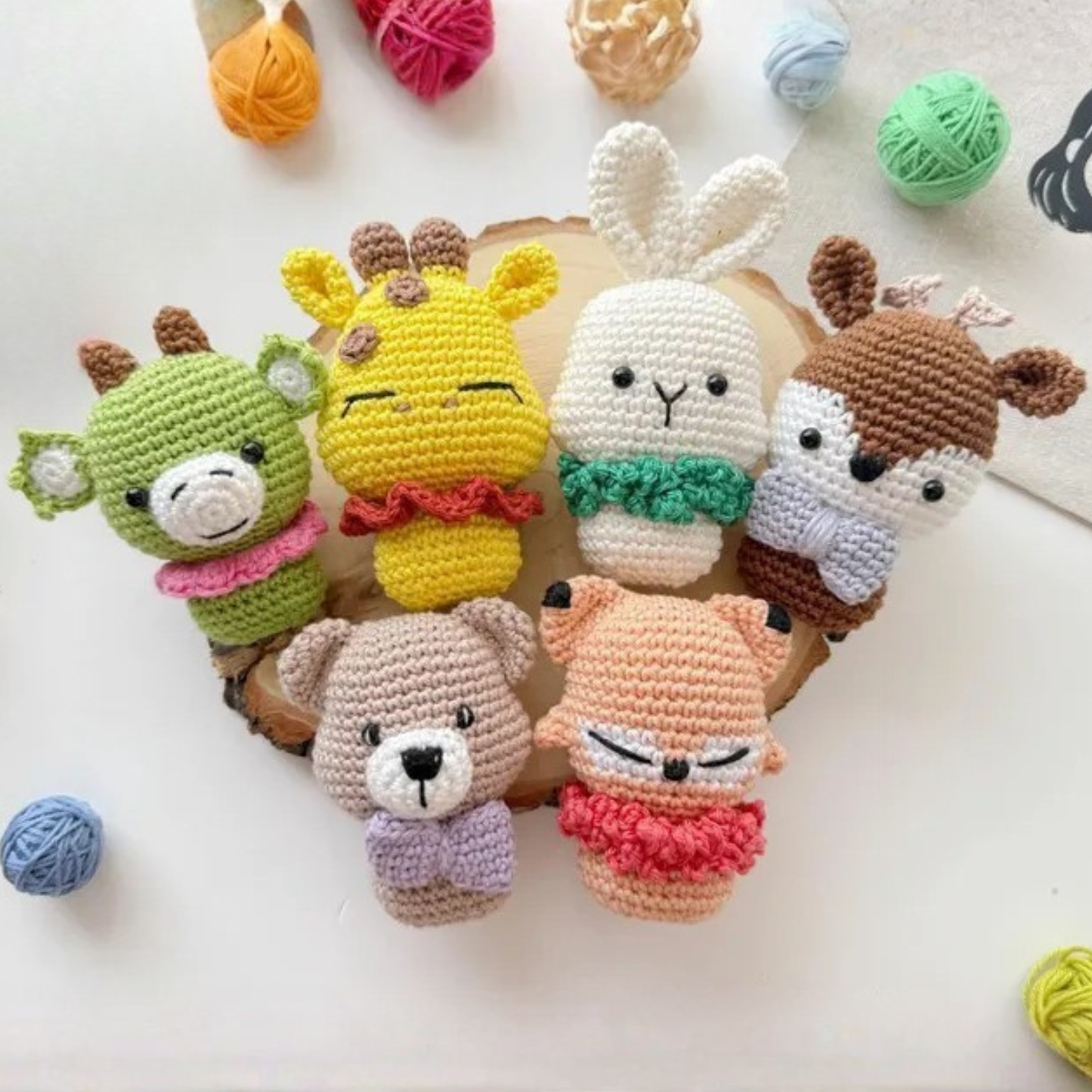 Crochet Mini Toys Pattern (Fox, Bunny, Bear, Dragon, Reindeer, and Giraffe)
