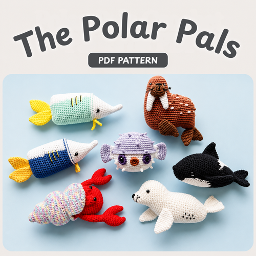 Crochet Sea Animals Amigurumi Pattern (6 Figures) Orca · Puffer Fish · Sailfish · Walrus · Seal · Crab