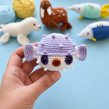 Crochet Sea Animals Amigurumi Pattern (6 Figures) Orca · Puffer Fish · Sailfish · Walrus · Seal · Crab