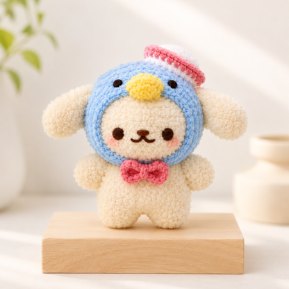 Crochet Puppy in Penguin Costume Pattern (Includes Sailor Hat, Beret & Cat Ears Variations)