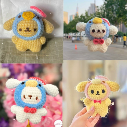 Crochet Puppy in Penguin Costume Pattern (Includes Sailor Hat, Beret & Cat Ears Variations)