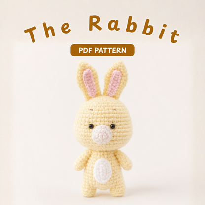 Crochet Rabbit Amigurumi Pattern (Mini Stuffed Bunny with Layered Ears and Belly Plate, 3-4 inches)