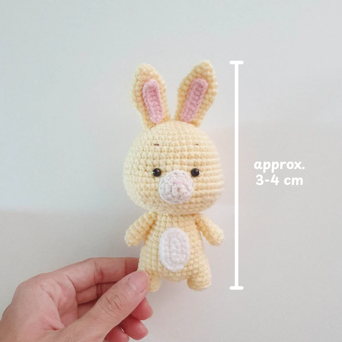 Crochet Rabbit Amigurumi Pattern (Mini Stuffed Bunny with Layered Ears and Belly Plate, 3-4 inches)