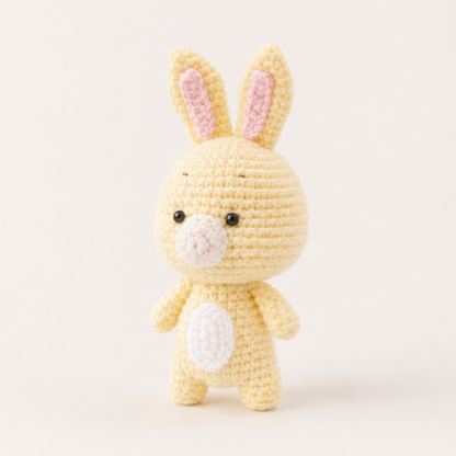 Crochet Rabbit Amigurumi Pattern (Mini Stuffed Bunny with Layered Ears and Belly Plate, 3-4 inches)