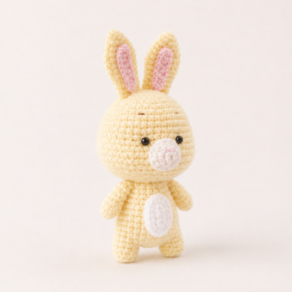Crochet Rabbit Amigurumi Pattern (Mini Stuffed Bunny with Layered Ears and Belly Plate, 3-4 inches)