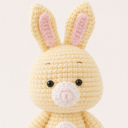 Crochet Rabbit Amigurumi Pattern (Mini Stuffed Bunny with Layered Ears and Belly Plate, 3-4 inches)
